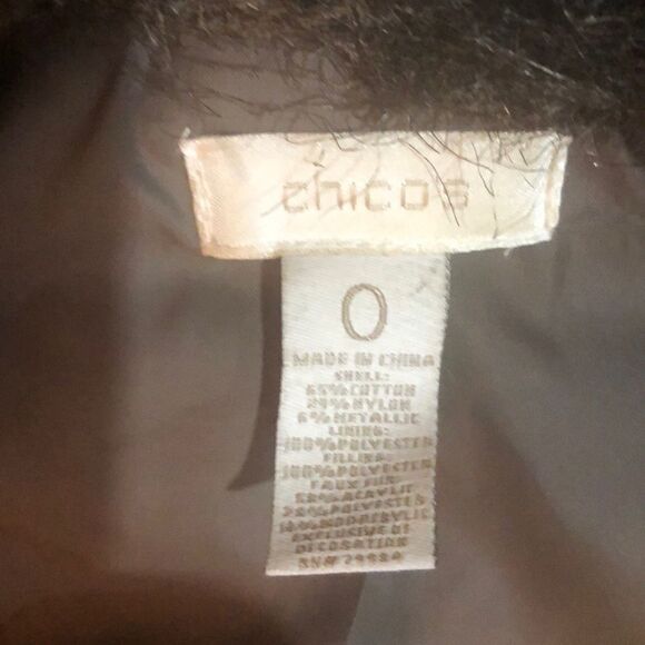 Chico’s fur collar Quilted vest. Bronze. 0 Chicos - Picture 2 of 6